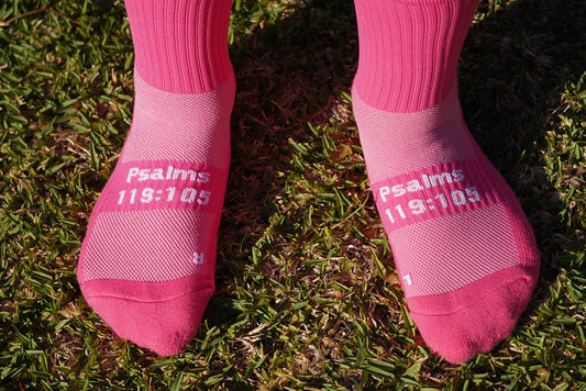 Pink Grip Socks with SMALL cross