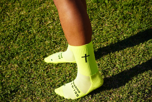 Fluro Grip Socks with SMALL cross