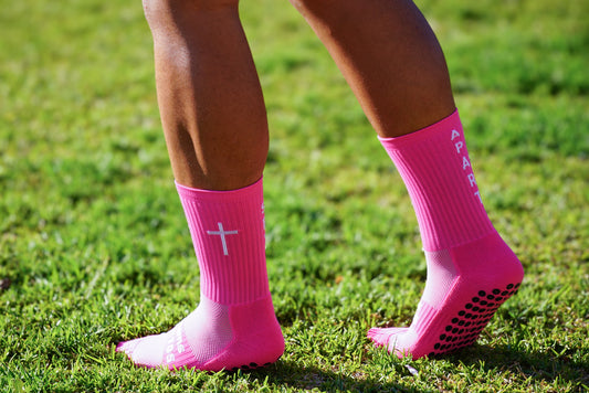 Pink Grip Socks with SMALL cross