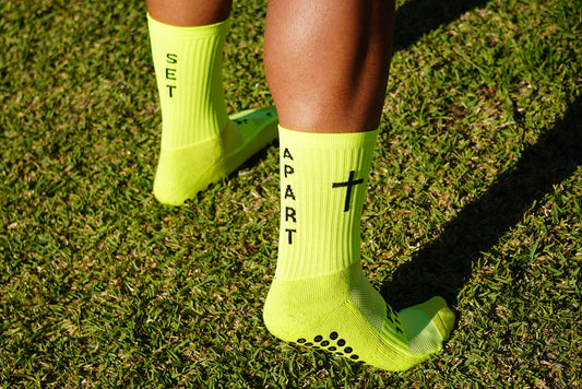 Fluro Grip Socks with SMALL cross